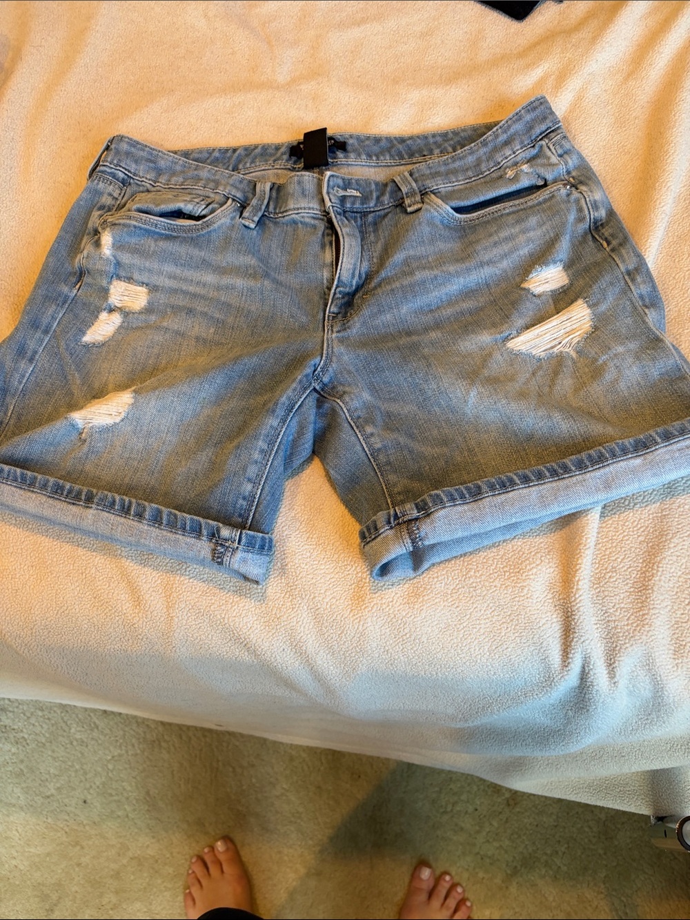 White House Black Market Light Blue Distressed Jean Shorts
